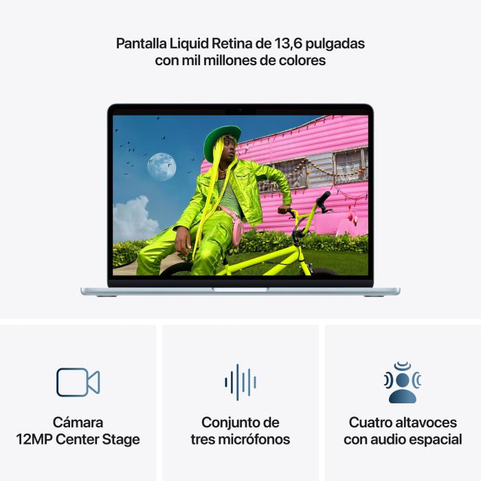 Apple MacBook Air Apple M M5 Ordinateur portable 34,5 cm (13.6'') 16 Go 512 Go SSD Wi-Fi 7 (802.11be) macOS Tahoe Bleu — image 5 sur 18