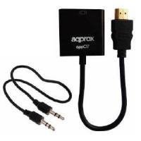 Approx appC17 HDMI VGA + 3,5 mm Noir adaptateur et connecteur de câbles