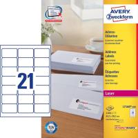 Avery L7160-100 étiquette auto-collante Rectangle aux angles arrondis Permanent Blanc 2100 pièce(s)