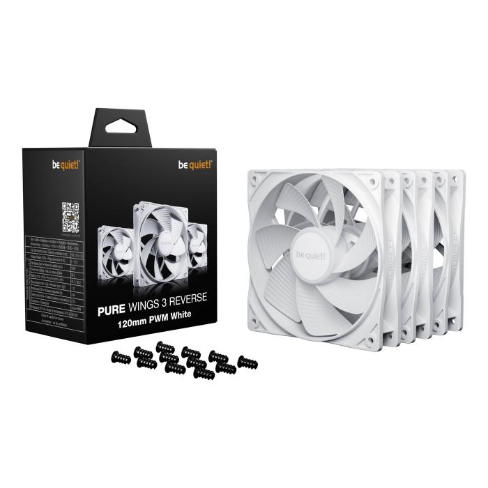 be quiet! Light Wings 120 mm PWM Reverse White | Ventilateur PC reverse noir | Pack de 3 — image 3 sur 6