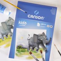 Canson Kids Peinture - Bloc 20 feuilles A4 - Grain léger - 200g/m² - Blanc