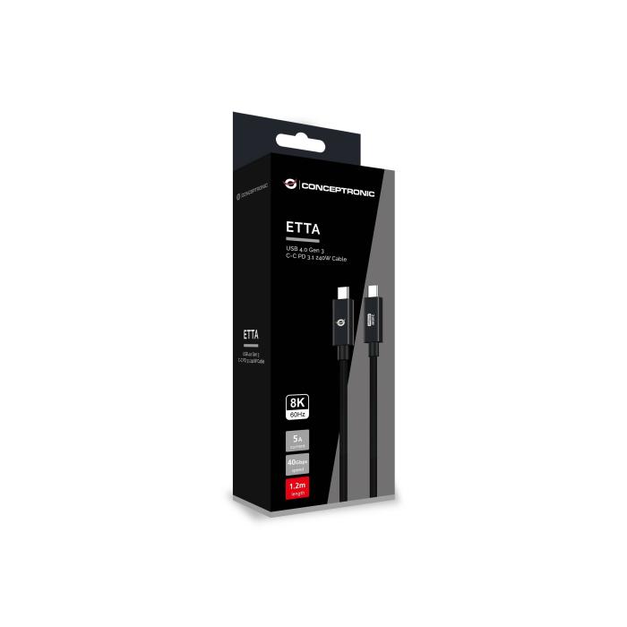 Conceptronic ETTA04B12 câble USB USB4 Gen 3x2 1,2 m USB C Noir — image 4 sur 4