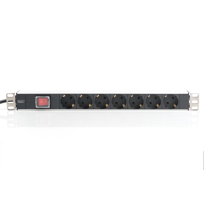 Digitus Bloc multiprise avec profilé en aluminium et interrupteur, prise électrique à contact de protection avec 7 sorties — image 2 sur 5