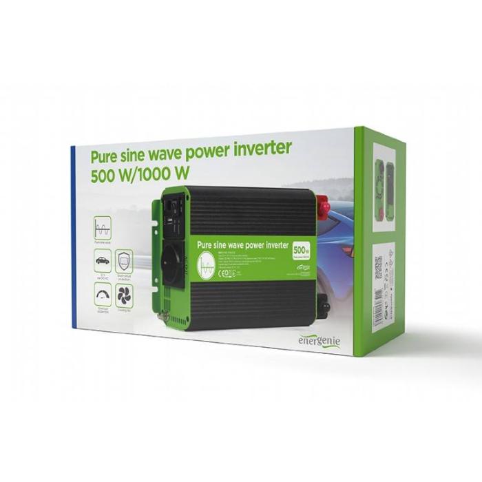 EnerGenie EG-PWC-PS500-01 adaptateur de puissance & onduleur Auto 500 W Noir, Vert — image 8 sur 8