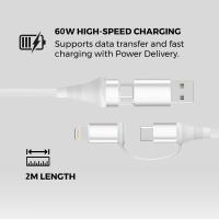 Ewent EC1076 câble USB USB 2.0 2 m USB A/USB C USB C/Lightning 0,48 Gbit/s 60 W Blanc, voir l’image 6 sur 6