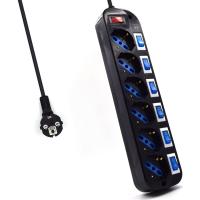 Ewent EW3851 protection surtension Noir 6 sortie(s) CA 220 V 1,5 m