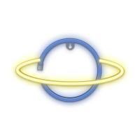 Forever Light Neon LED Light SATURN yellow blue Bat + USB FLNE11 Figurine lumineuse décorative Bleu, Jaune
