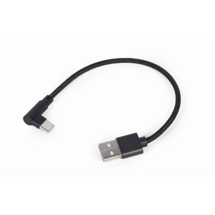 Gembird Cable finition coton, USB Type-C avec connecteur métallique, 1 m, noir