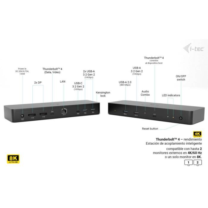 i-tec Thunderbolt 4 Intelligent Dual Display Docking Station + Power Delivery 90W — image 18 sur 26