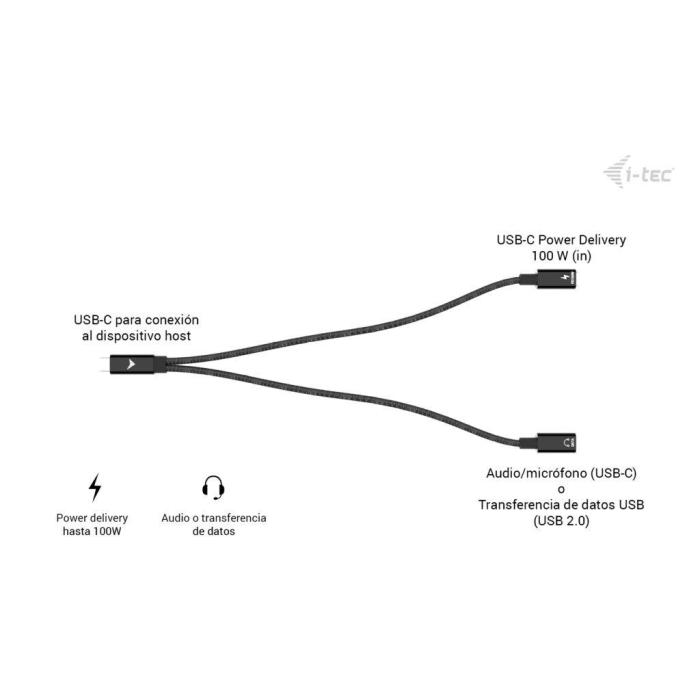 i-tec USB-C Cable Splitter Audio/Data + Power Delivery 100W — image 15 sur 18