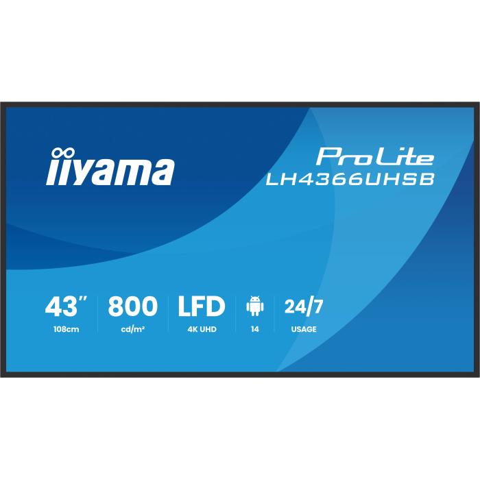 iiyama LH4366UHSB-B1AG Écran d'affichage dynamique Écran plat de signalisation numérique 109,2 cm (43'') LCD Wifi 800 cd/m² — image 14 sur 26