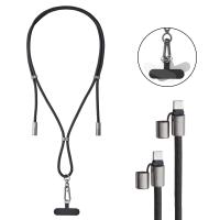 Intenso Lanière de Charge USB-C – Collier Câble pour Smartphone, Charge Rapide 60W, Longueur Réglable, 1,65 m Nylon, noir