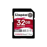 Kingston Technology 32GB Canvas React Plus SDHC UHS-II 300R/260W U3 V90 for Full HD/4K/8K