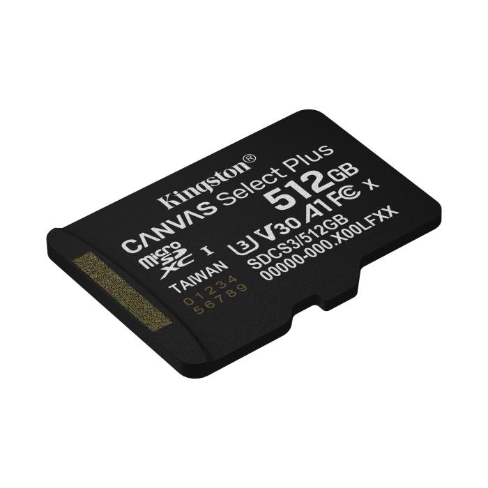 Kingston Technology 512GB microSDXC Canvas Select Plus Gen3 150MB/s A1 (Adaptateur SD inclus) — image 12 sur 16