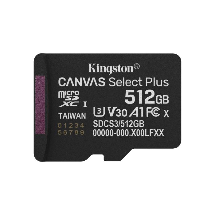 Kingston Technology 512GB microSDXC Canvas Select Plus Gen3 150MB/s A1 (Adaptateur SD inclus) — image 3 sur 16