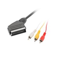 Lanberg CA-EURC-10CC-0018-BK Câble SCART 1,8 m SCART (21-pin) 3 x RCA Noir