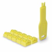 Lindy 47900 bloqueur de port Bloqueur de port + clé RJ-45 Jaune Acrylonitrile-Butadiène-Styrène (ABS) 10 pièce(s)