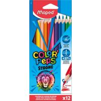 Maped Strong colour pencils Noir, Marron, Vert, Bleu clair, Vert clair, Marine, Orange, Pêche, Rose, Violet, Rouge, Jaune 12 pièce(s)