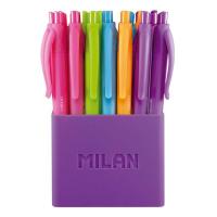 Milan 176555124 Multicolore Stylo à bille rétractable avec clip 24 pièce(s)