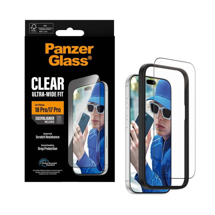 PanzerGlass ® Screen Protector iPhone 18 Pro | 17 Pro | Ultra-Wide Fit w. EasyAligner Protection d'écran transparent 1 — image 11 sur 12