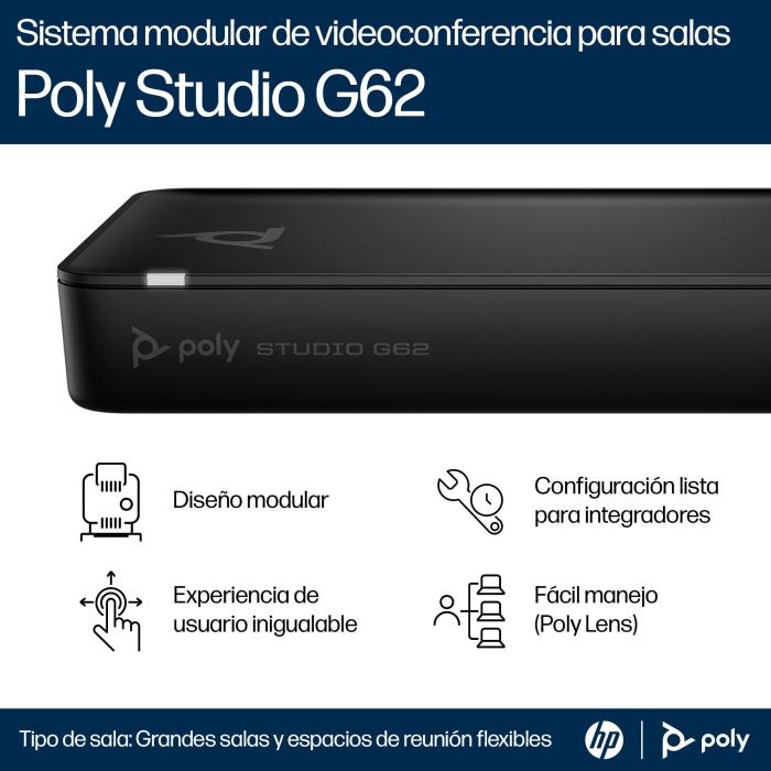 Poly Système de visioconférence Studio G62 avec kit de plaque de montage sans cordon d’alimentation TAA — image 6 sur 30