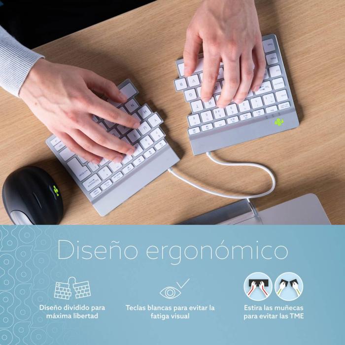 R-Go Tools Clavier ergonomique R-Go Split Break avec logiciel de pause, clavier ergonomique divisé, QWERTY (PT), bluetooth — image 27 sur 32