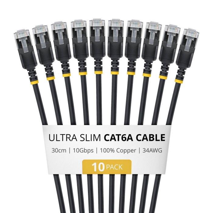 StarTech.com 6ASTP34BKS30CM10PK câble de réseau Noir 0,3 m Cat6a U/FTP (STP) Rond — image 7 sur 12