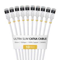 StarTech.com 6ASTP34WHS30CM10PK câble de réseau Blanc 0,3 m Cat6a U/FTP (STP) Rond