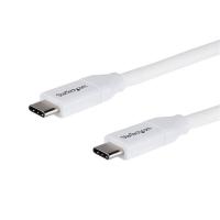 StarTech.com Câble de Charge Rapide USB-C de 2m, Charge et Synchronisation, 100W (5A) PD, USB 2.0, Certifié USB-IF - Cordon de Charge USB C Blanc