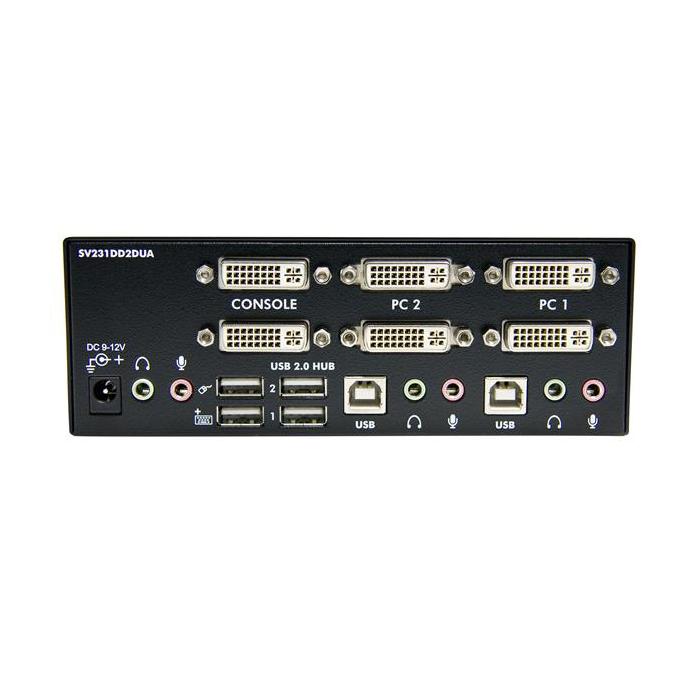 StarTech.com Commutateur KVM USB et double DVI à 2 ports avec audio et hub USB 2.0 — image 2 sur 2