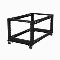 StarTech.com Rack Serveur Mobile 8U à 4 Montants, Rack Réseau 19'' avec Roulettes, Rack Roulant avec Profondeur Ajustable pour PC/AV/Données/Équipement IT - Roulettes, Pieds de Nivellement ou Montage au Sol