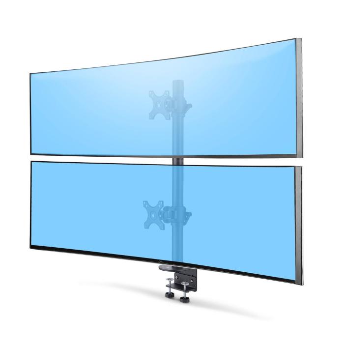 StarTech.com Support de Bureau pour 2 Moniteurs Empilés Verticalement, Double 49'', Poids total 32kg, Pince en C, Support