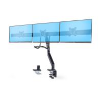 StarTech.com Support de Bureau pour 3 Écrans 27'', VESA 75x75/100x100, Bras Articulé Réglable sans Outils, Pince en C/Passe-Fil, Support d'Écrans 27 pouces, Bras pour Moniteur Assisté par Ressort