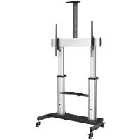 StarTech.com Support Téléviseur Mobile - Chariot Support Télé Robuste Écrans 60-100'' 100kg - Support TV Écran Plat sur Pied Roulettes - Hauteur Réglable - Support Télévision Universel avec Étagères