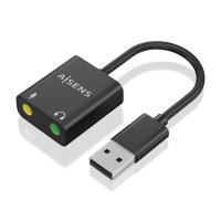 AISENS A106-0769 adattatore per inversione del genere dei cavi USB-A 2x 3.5 mm Nero