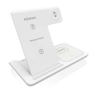 AISENS ASCH-15W3WC044-W Caricabatterie per dispositivi mobili Auricolare, Telefono cellulare, Smartphone, Orologio intelligente Bianco USB Carica wireless Ricarica rapida Interno