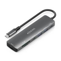 AISENS ASUC-7P026-GR replicatore di porte e docking station per laptop Cablato USB 3.2 Gen 1 (3.1 Gen 1) Type-C Grigio
