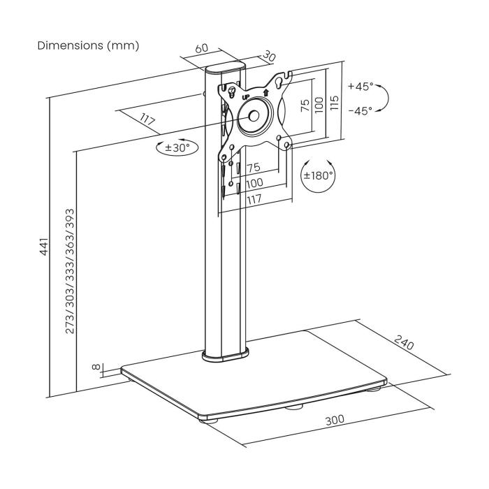 AISENS DT34TSR-457 Supporti a parete per TV 86,4 cm (34'') Scrivania Nero — immagine 14 di 14