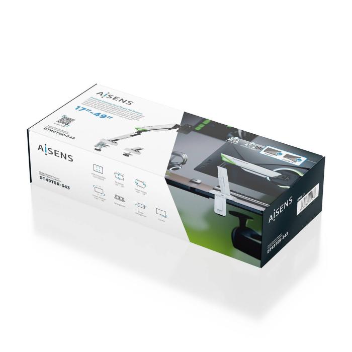 AISENS DT49TSR-343 Supporti a parete per TV 124,5 cm (49'') Scrivania Nero, Bianco — immagine 6 di 7