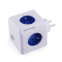 Allocacoc PowerCube Original USB (E) prolunghe e multiple 4 presa(e) AC Blu, Bianco