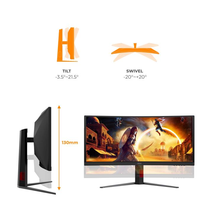 AOC G4 Gaming Monitor PC 86,4 cm (34'') 3440 x 1440 Pixel Nero, Rosso — immagine 22 di 36