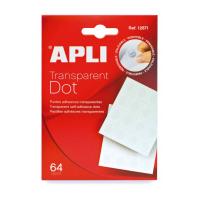 APLI 12871 etichetta autoadesiva Rotondo Rimovibile Trasparente, Bianco 64 pz