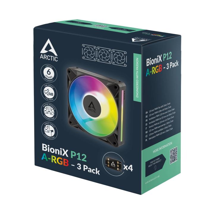 ARCTIC BioniX P12 A-RGB Case per computer Ventilatore 12 cm Nero 3 pz — immagine 20 di 20