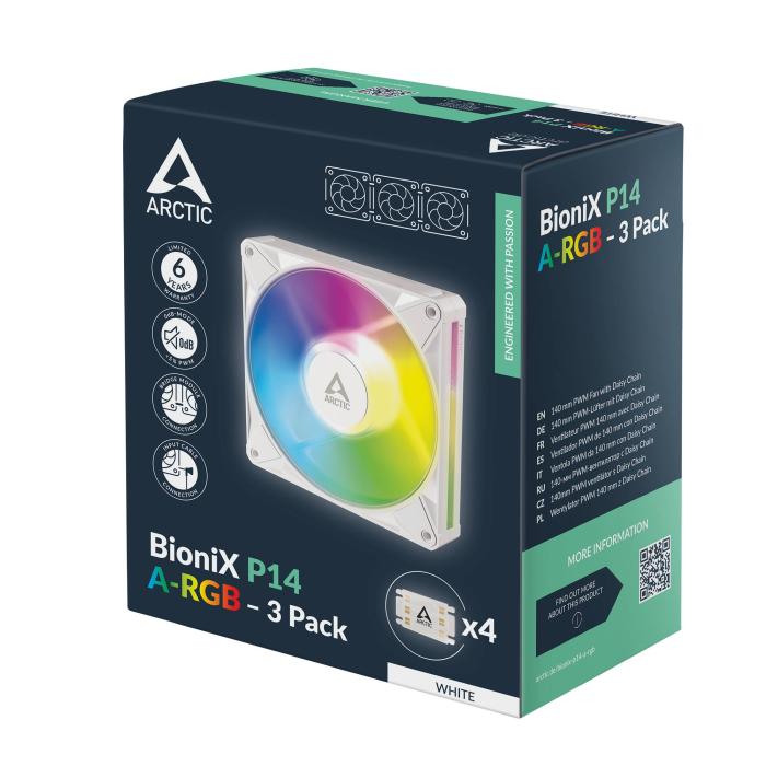 ARCTIC BioniX P14 A-RGB Case per computer Ventilatore 14 cm Bianco 3 pz — immagine 10 di 20