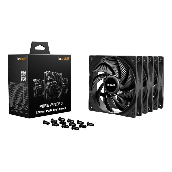 be quiet! Pure Wings 3 120mm | PWM high-speed Triple Pack Case per computer Ventilatore 12 cm Nero 3 pz — immagine 3 di 6