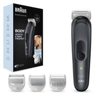 Braun BodyGroomer Rifinitore Corpo 3 BG3340 Nero/Grigio, Depilazione Da Uomo, Con Pettine Per Le Aree Sensibili