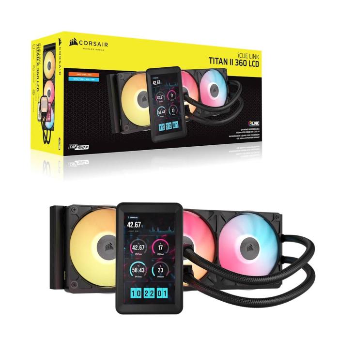 Corsair iCUE LINK TITAN II 360 RX LCD Processore Kit di raffreddamento a liquido 36 cm Nero 1 pz — immagine 2 di 8