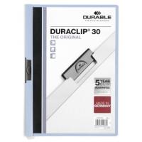Durable Duraclip 30 cartellina con fermafoglio PVC Azzurro, Trasparente