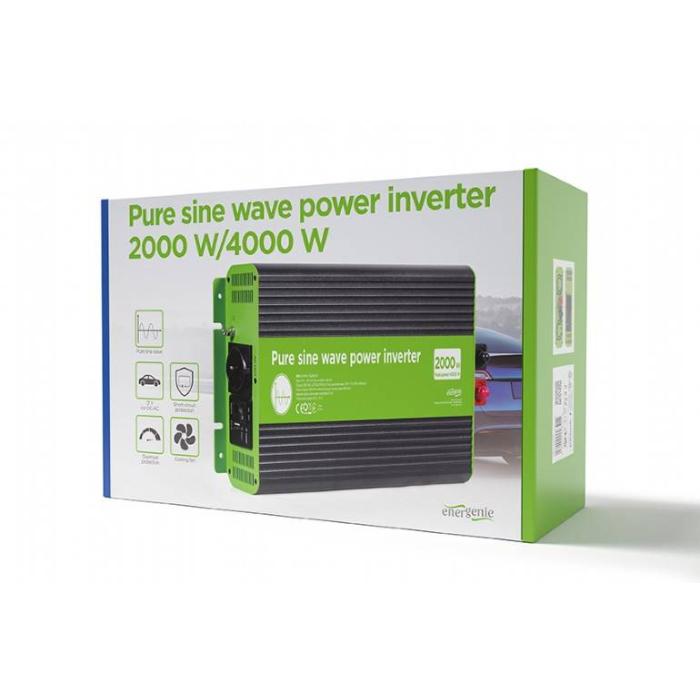 EnerGenie EG-PWC-PS2000-01 adattatore e invertitore Auto 2000 W Nero, Verde — immagine 8 di 8