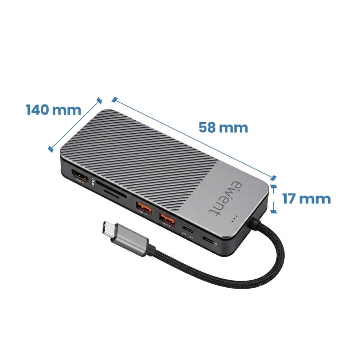 Ewent EW1156 replicatore di porte e docking station per laptop Cablato USB 3.2 Gen 1 (3.1 Gen 1) Type-C Alluminio — immagine 3 di 6